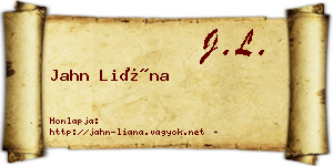 Jahn Liána névjegykártya
